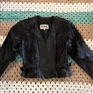 CHIA Black Leather Jacket for Women